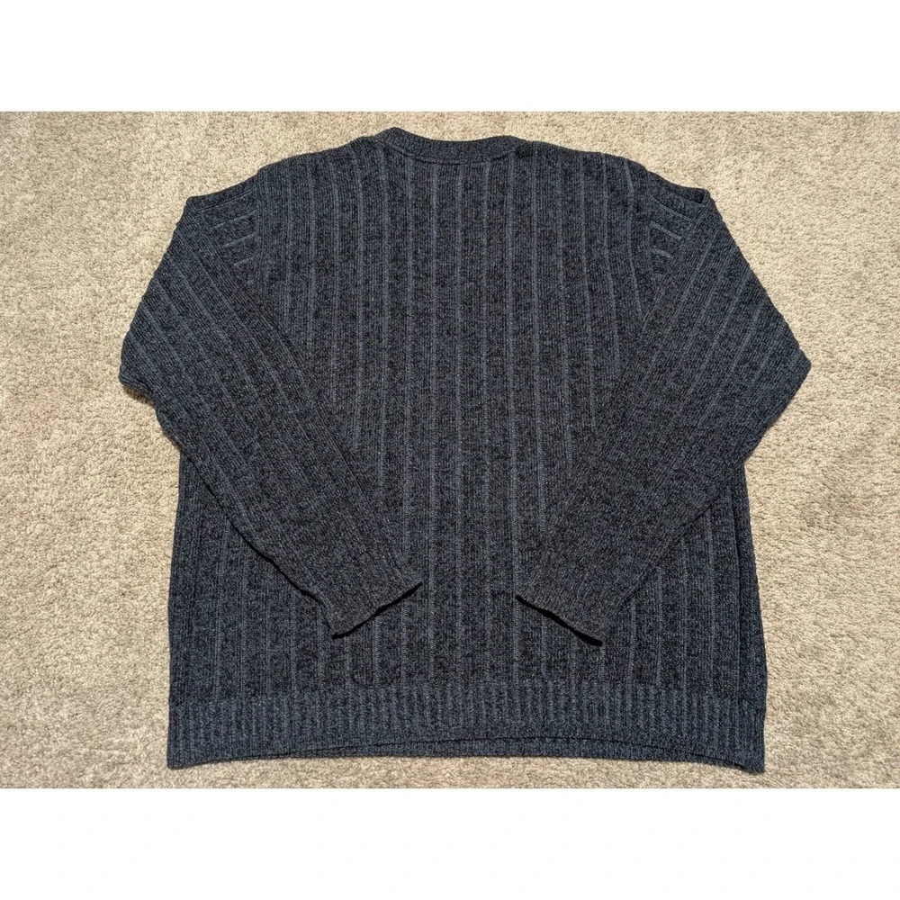 Bill Blass Mens Blue Plaid Knit Sweater XL Crew‎ Neck Long Sleeve Casual